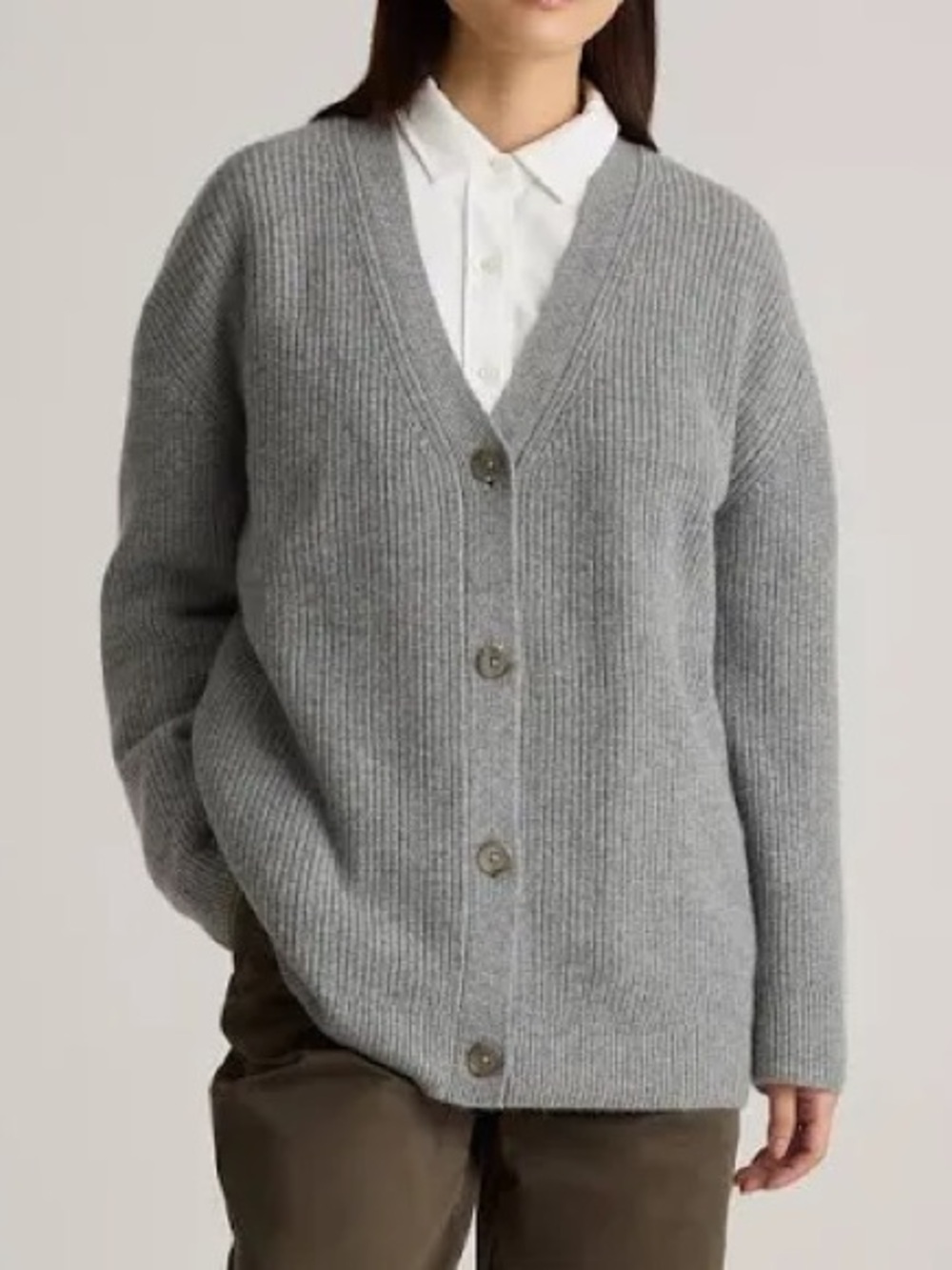 Quince Mongolian Cashmere Oversized Boyfriend Cardigan Sweater - Picture 5 of 14
